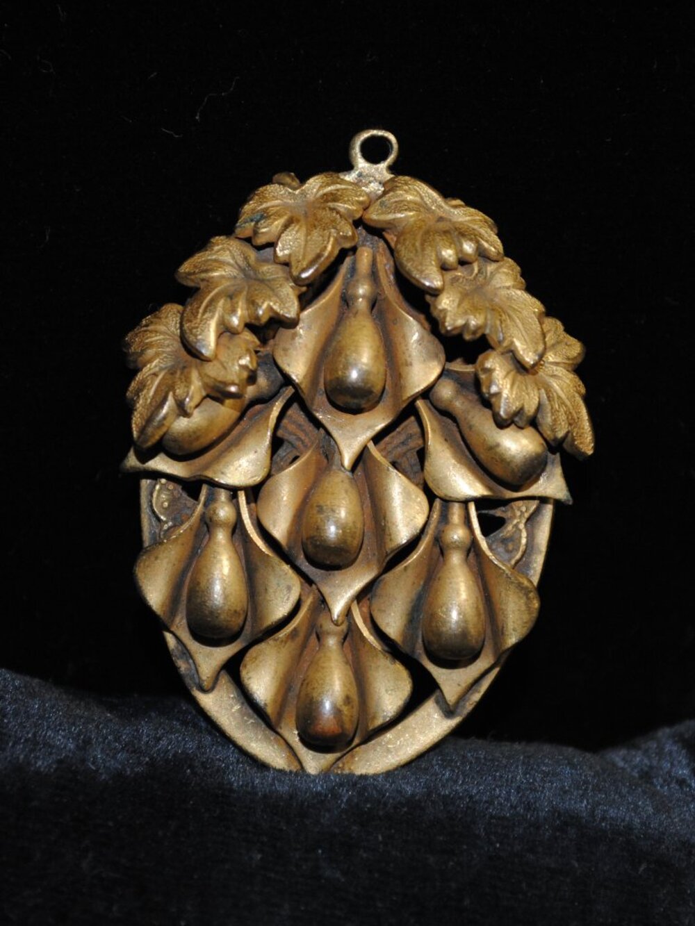 Vintage Large 1930s Brass Cala Lily Bouquet Pendant